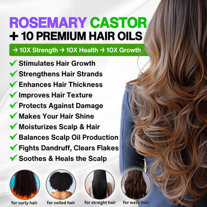 SELFWISE Organic Rosemary Oil for Hair Growth – 10-Oil Blend (Castor, Argan, Coconut, and more) 4oz