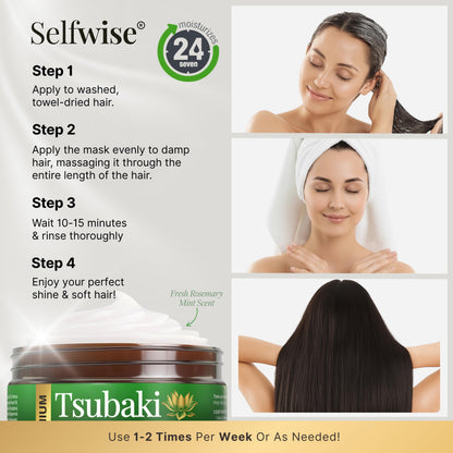 SELFWISE Premium Tsubaki Hair Mask – Deep Repair & Silk Shine (4oz)