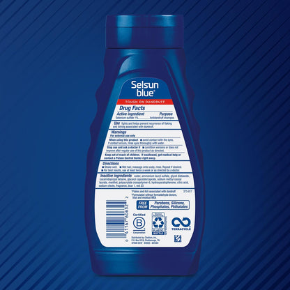 Selsun Blue Medicated Anti-Dandruff Shampoo with Menthol, 2 x 11 oz, Maximum Strength
