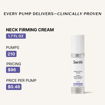 Sente Firming Neck Cream for Crepey Skin & Vertical Lines | Lifts, Firms & Smooths Neck & Décolleté | HSA, Caffeine, Vitamin C | 1.7 oz