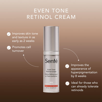Senté Even Tone Retinol Cream – 0.5% Retinol with HSA & Skin-Firming DSA, 1 oz