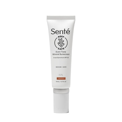 Sente Even Tone Mineral Sunscreen Tinted SPF 36 – Hydrating, Lightweight Protection for Medium-Dark Skin | 1.7 oz