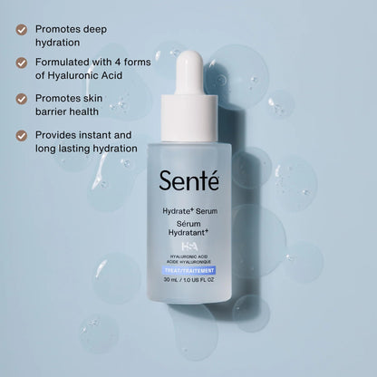 Sente Hydrate+ Serum | Hyaluronic Acid with HSA for Glass Skin | Deep Hydration & Barrier Support | Fragrance-Free | 1.0 oz