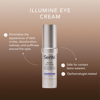 Senté Illumine Eye Cream | Diminish Dark Circles, Redness & Puffiness | HSA, Niacinamide & Peptides | 0.5 oz