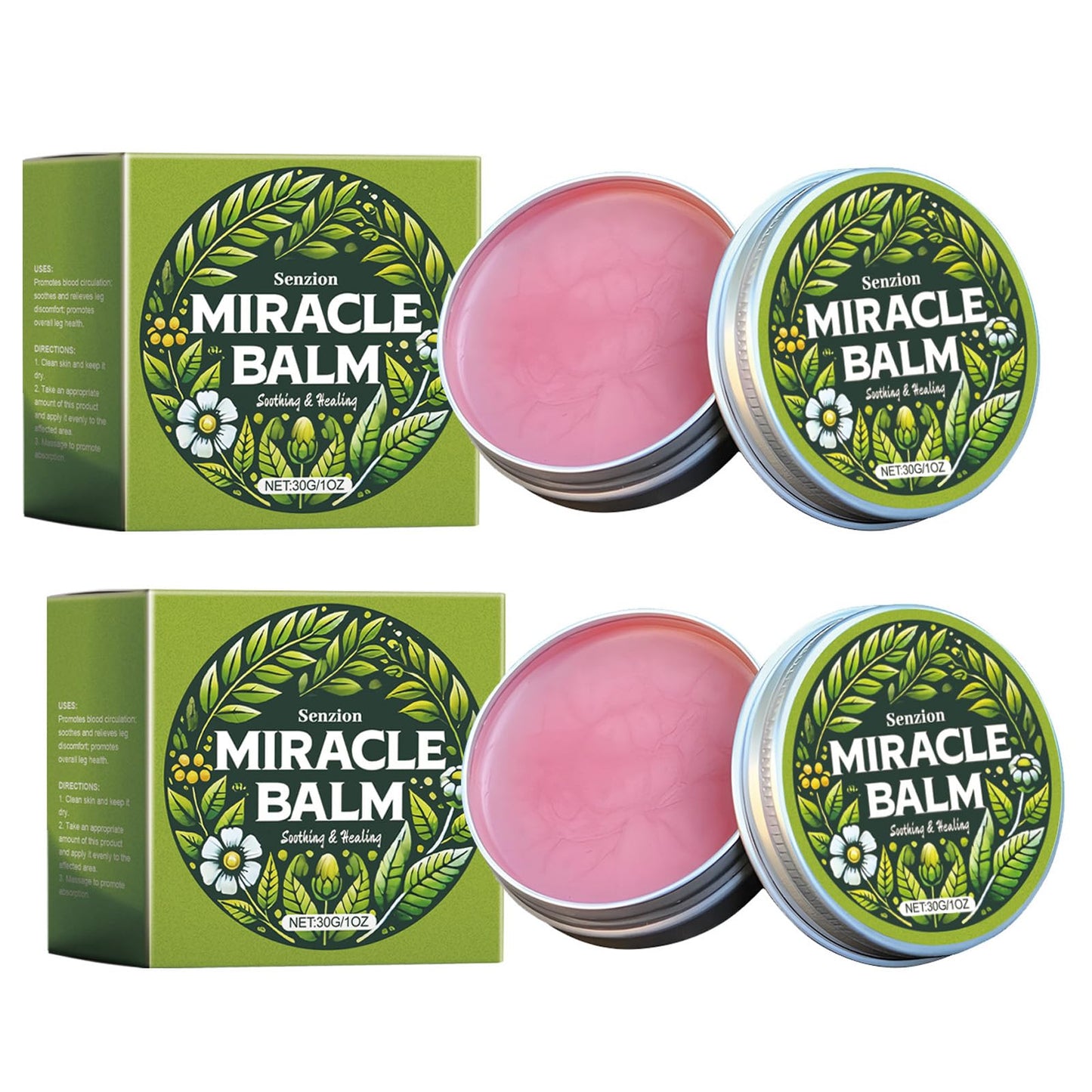 Senzion Miracle Balm – Organic 2-Pack for Relaxed, Comfortable Skin (Legs, Arms, Back)