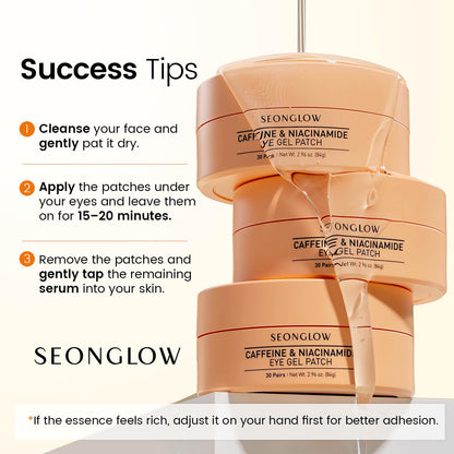 SEONGLOW Caffeine Under Eye Patches – 30 Pairs | Brighten & Hydrate