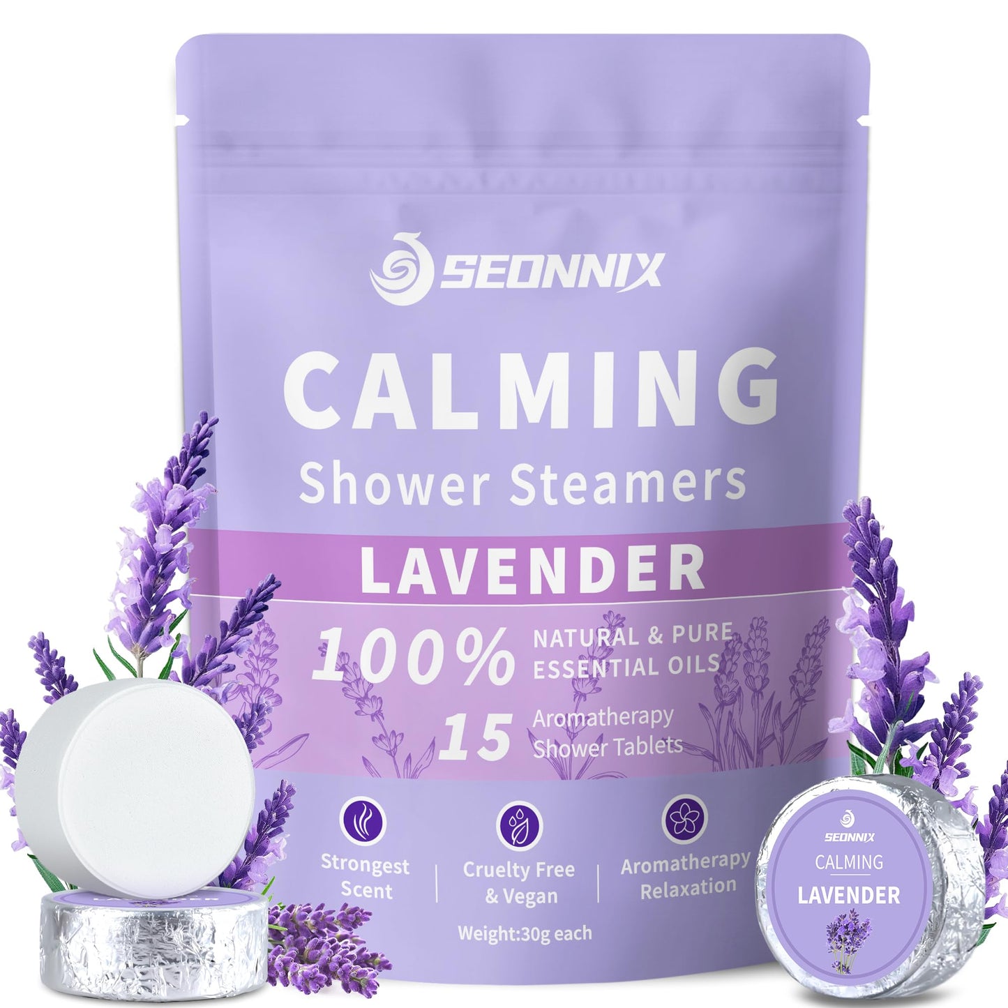 SEONNIX Shower Steamers Aromatherapy 15 Pack – Lavender, Stress Relief & Self-Care