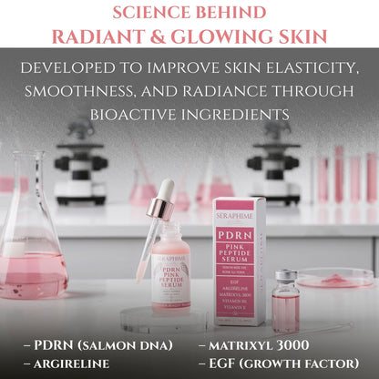 Seraphime PDRN Pink Peptide Serum – Salmon DNA, EGF, Argireline & Matrixyl 3000 for Glow and Hydration