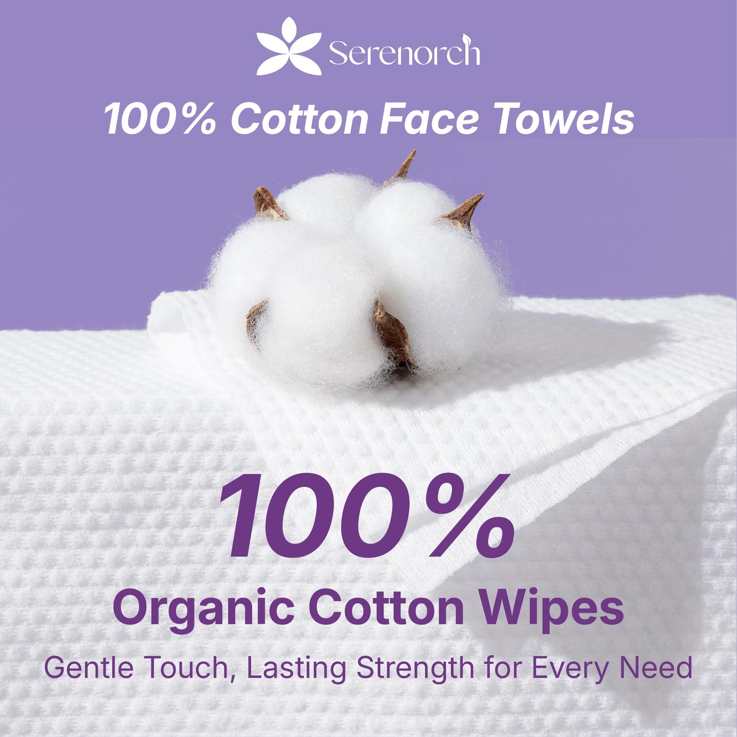 Serenorch 100% Cotton Disposable Face Towels – 240 Count, Lint-Free, Hanging Pack, Double-Textured