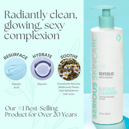 Serious Skincare Glycolic Radiant Skin Set — Cleanse, Exfoliate & Renew (3-Piece)