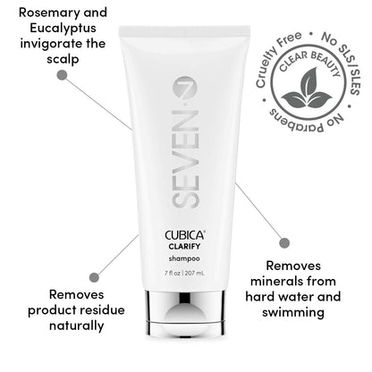SEVEN Cubica Clarifying Shampoo – Scalp Detox, Rosemary & Eucalyptus, Sulfate Free, 32oz