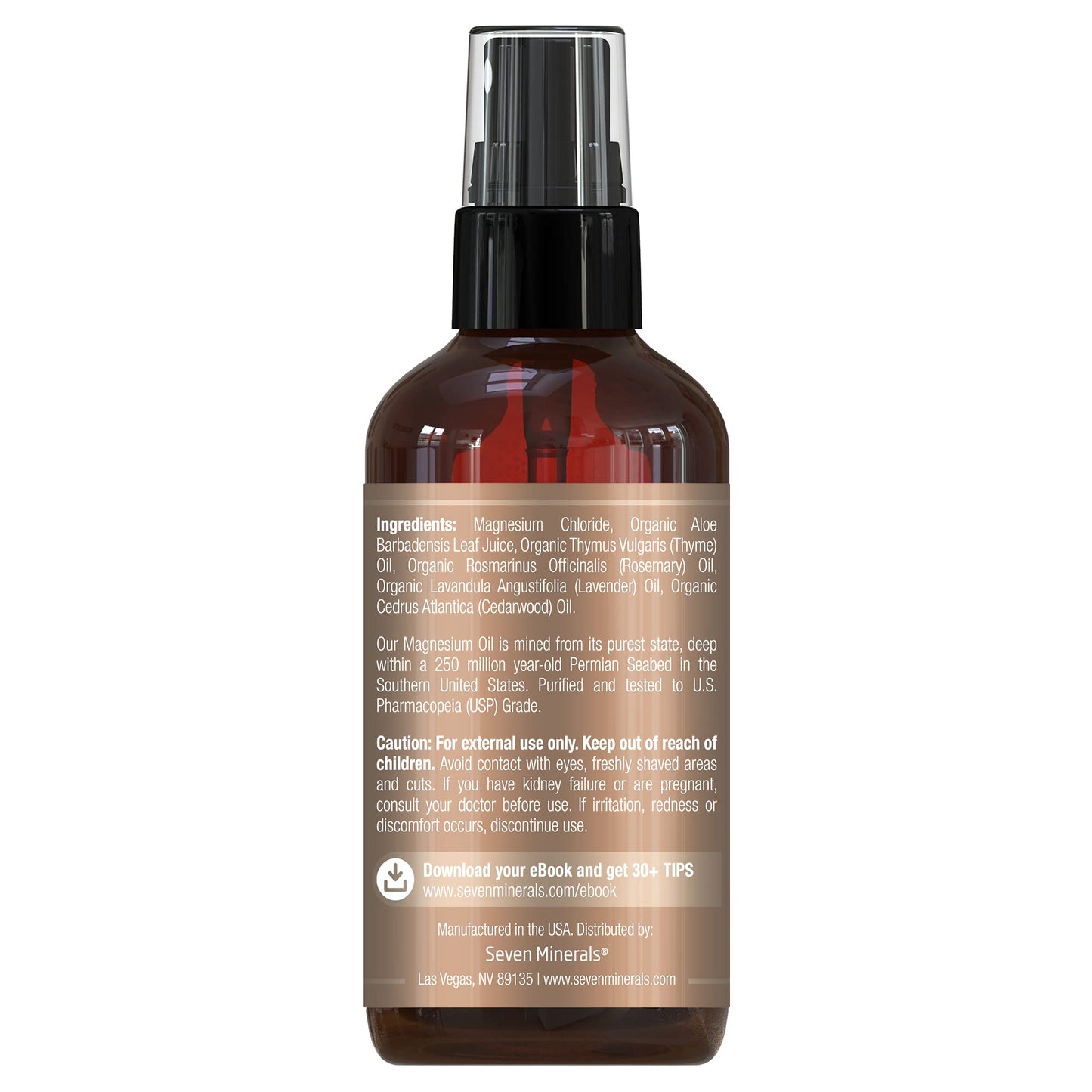 Seven Minerals Anti-hair Loss Magnesium Spray – Made in USA, 100% Natural & Organic | eBook Included
