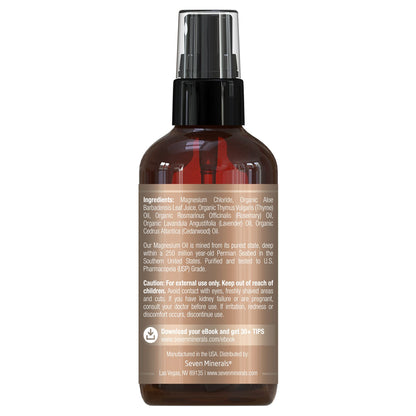 Seven Minerals Anti-hair Loss Magnesium Spray – Made in USA, 100% Natural & Organic | eBook Included