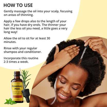 Seven Minerals Rosemary Hair Growth Oil – Rice Protein, Caffeine & Mint, 2 oz