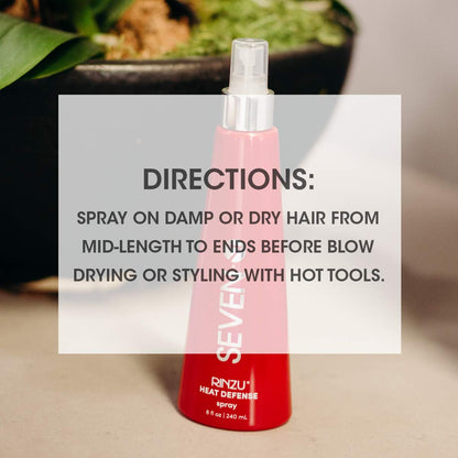 SEVEN RINZU Heat Defense Hair Spray – Heat Protection up to 450°F, Frizz Control, Shine & Volume | Made in USA