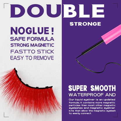 7C SEVENCROWN Color Magnetic Eyelashes – 10 Pairs Cat Eye Lashes with Magnetic Eyeliner (18–23mm) Cruelty-Free