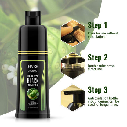 SEVICH Black Hair Shampoo – Instantly Black Hair Dye with Noni Essence, Grey Cover, 250ml