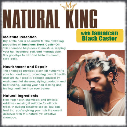 SFC Natural King Jamaican Black Castor Shampoo 33.8 oz + Pro-Growth Hair & Beard Oil 7.1 oz Set for Nourishing Hair Growth