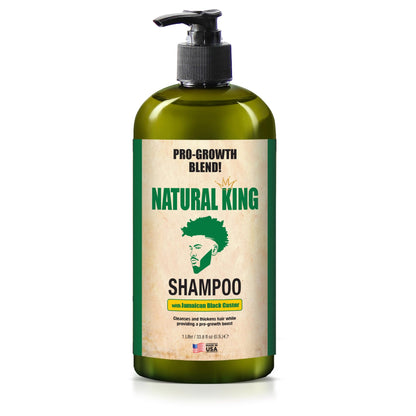 SFC Natural King Jamaican Black Castor Shampoo 33.8 oz + Pro-Growth Hair & Beard Oil 7.1 oz Set for Nourishing Hair Growth