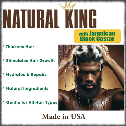 SFC Natural King Jamaican Black Castor Shampoo 33.8 oz + Pro-Growth Hair & Beard Oil 7.1 oz Set for Nourishing Hair Growth