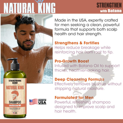 SFC Natural King Strengthening Shampoo with Batana Oil – 33.8 oz for Hair Growth & Thickness