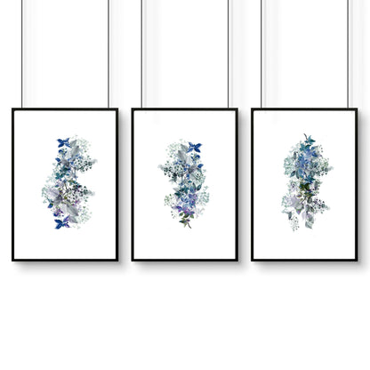 Shabby chic bedroom sets of 3 wall art prints