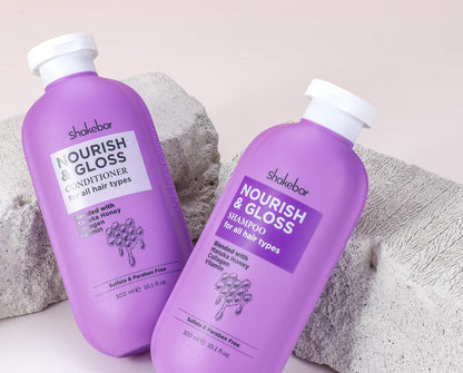 SHAKEBAR Honey Shampoo & Conditioner Set — Manuka Honey, Sulfate-Free, Vegan, All Hair Types (10.1 fl oz)