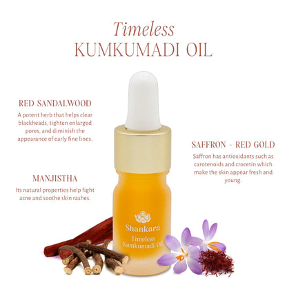 Shankara Kumkumadi Oil for Face – 32 Ayurvedic Flowers, Saffron, 5ml | Gua Sha Facial Oil