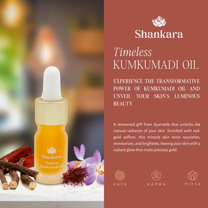 Shankara Kumkumadi Oil for Face – 32 Ayurvedic Flowers, Saffron, 5ml | Gua Sha Facial Oil