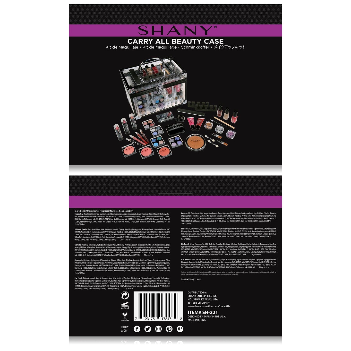 SHANY Carry All Trunk Makeup Case | Reusable Aluminum Beauty Organizer Gift Set