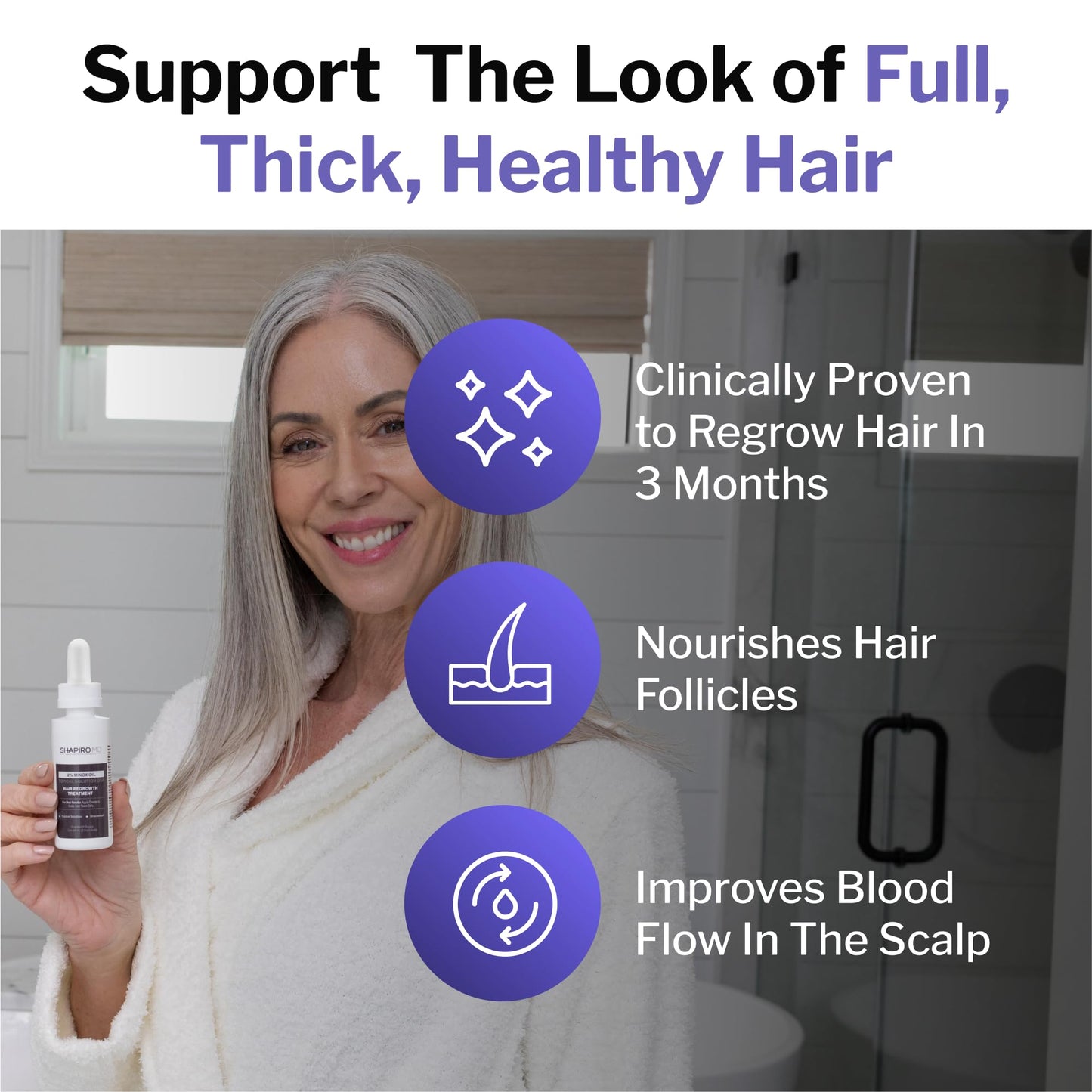 Shapiro MD Hair Growth Experts Minoxidil 2% for Women – Hair Growth Serum (1 Month)