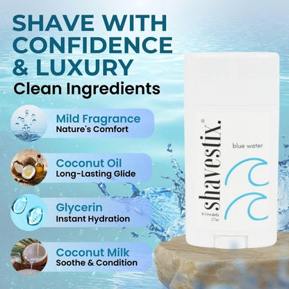 Shavestix Travel Shaving Cream Stick 2.75 oz – Blue Water, Coconut Oil, Razor-Friendly