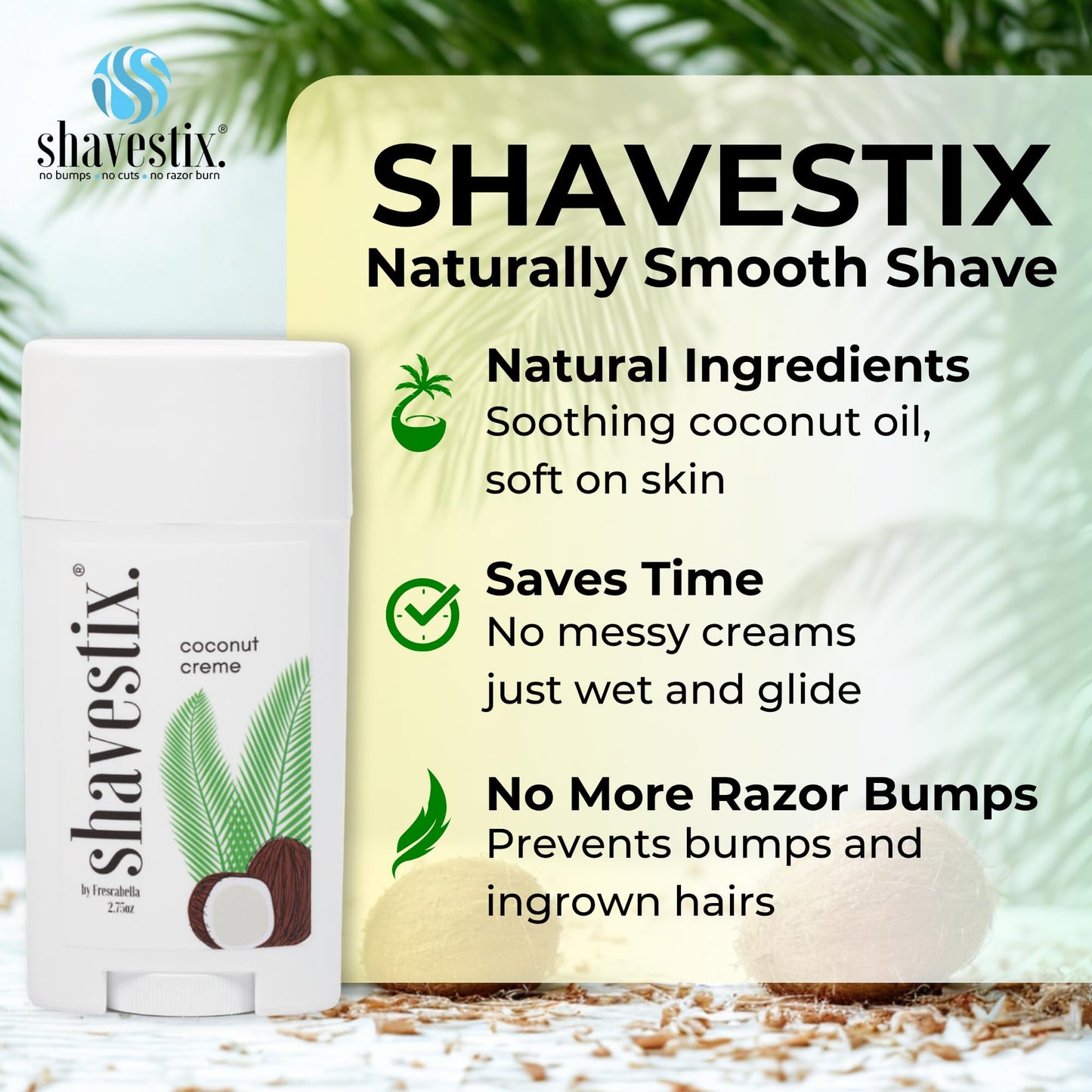 Shavestix Shaving Cream Stick 2.75 oz – Travel-Size Coconut Milk Shave Stick