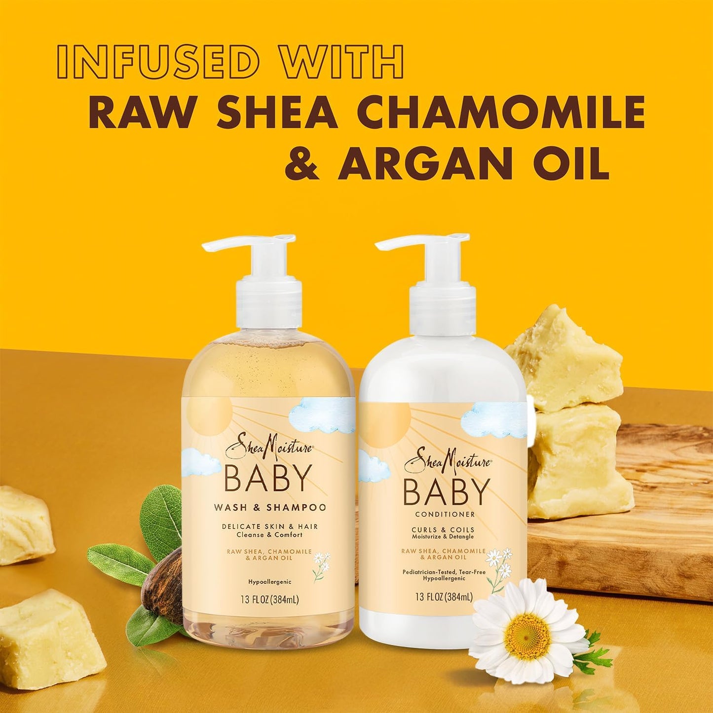 SheaMoisture Baby Essentials: Tear-Free 2-in-1 Shampoo & Body Wash + Curls & Coils Detangler Conditioner