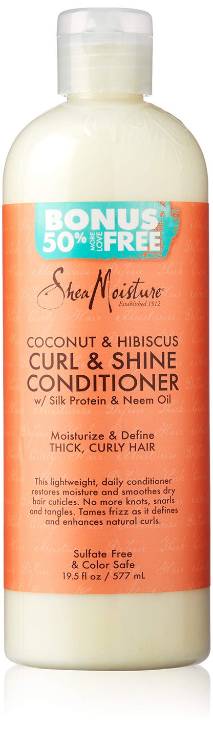 SheaMoisture Coconut & Hibiscus Curl & Shine Conditioner – 19.5 Fl Oz