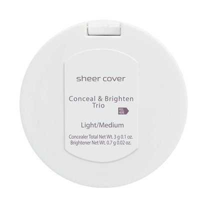 Sheer Cover Flawless Face Kit – Medium Shade Mineral Foundation, Conceal & Brighten Highlight Trio + Free Foundation & Concealer Brushes – 4-Piece Set