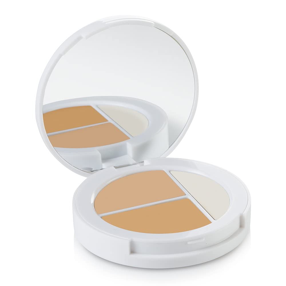 Sheer Cover Flawless Face Kit – Medium Shade Mineral Foundation, Conceal & Brighten Highlight Trio + Free Foundation & Concealer Brushes – 4-Piece Set
