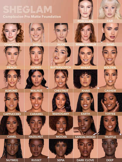 SHEGLAM Full Coverage Foundation – Complexion Pro Long-Lasting Waterproof Matte Foundation in Golden