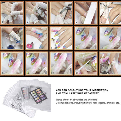 shenruifa 20Pcs Reusable Nail Art Stencils Kit – DIY Manicure Templates for Nail Design, French Tips & Gel Polish