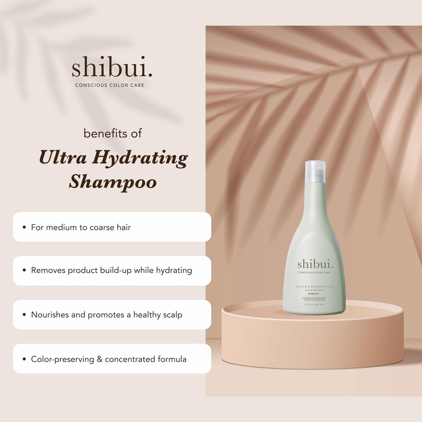 SHIBUI Ultra Hydrating Shampoo – Moisture-Rich Color Protection for Medium to Textured Hair | 12 Fl Oz