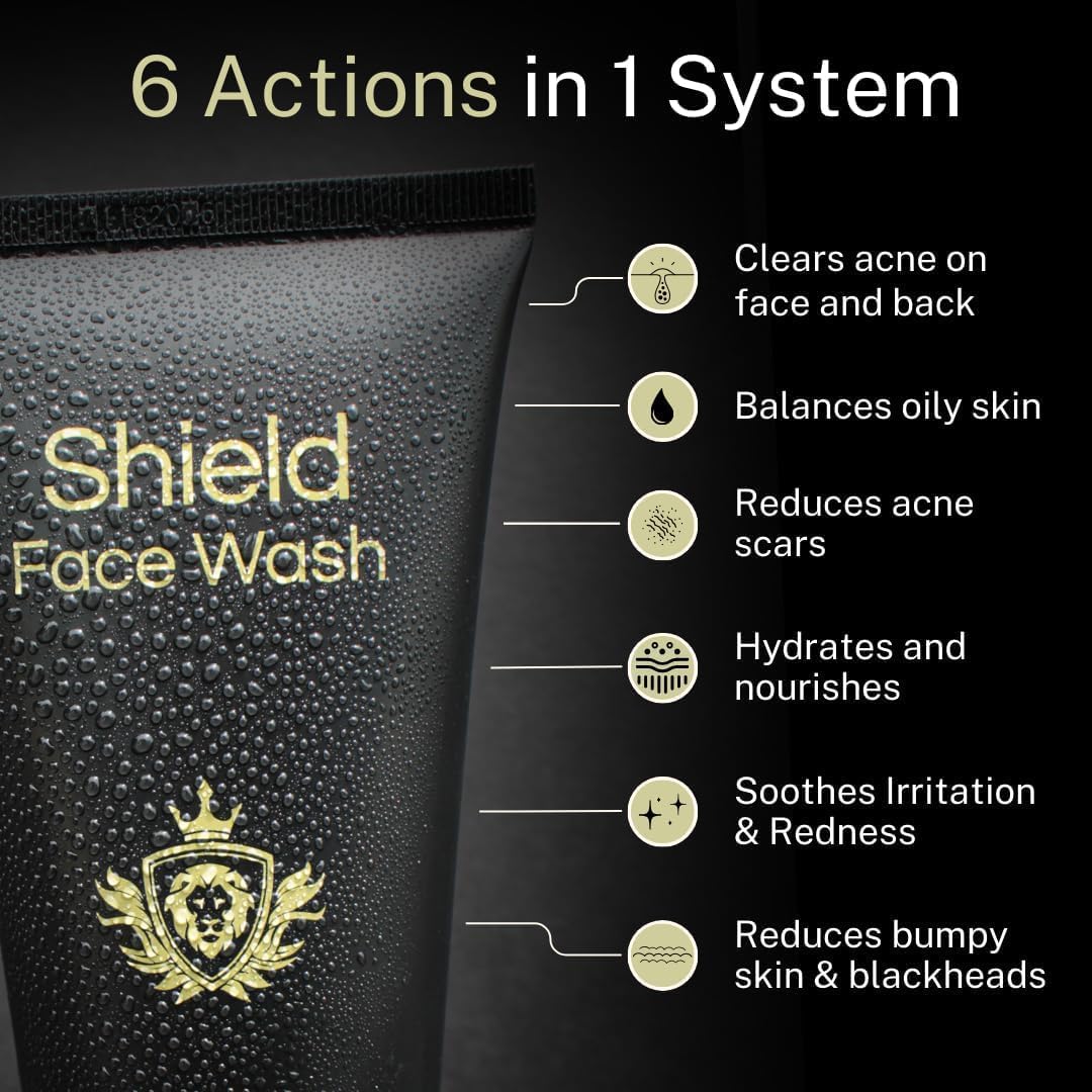 Shield Face Wash for Men and Boys – Deep Clean Gel with Balancing Botanicals, Unscented, 5.1 oz (Pack of 2)