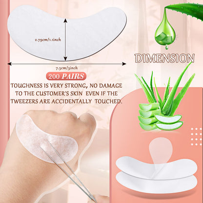 Shihanee 200 Pairs Under Eye Gel Pads – Natural Eyelash Extension Patches Kit (Bulk Beauty Tools)