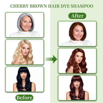 SHIHUANUO 3in1 Hair Dye Shampoo Cherry Brown - Ammonia-Free Gray Coverage (520ml)