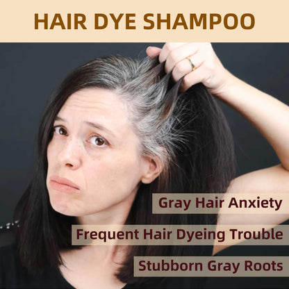 SHIHUANUO 3-in-1 Hair Dye Shampoo for Gray Coverage – Black, Argan Nut, 500ml