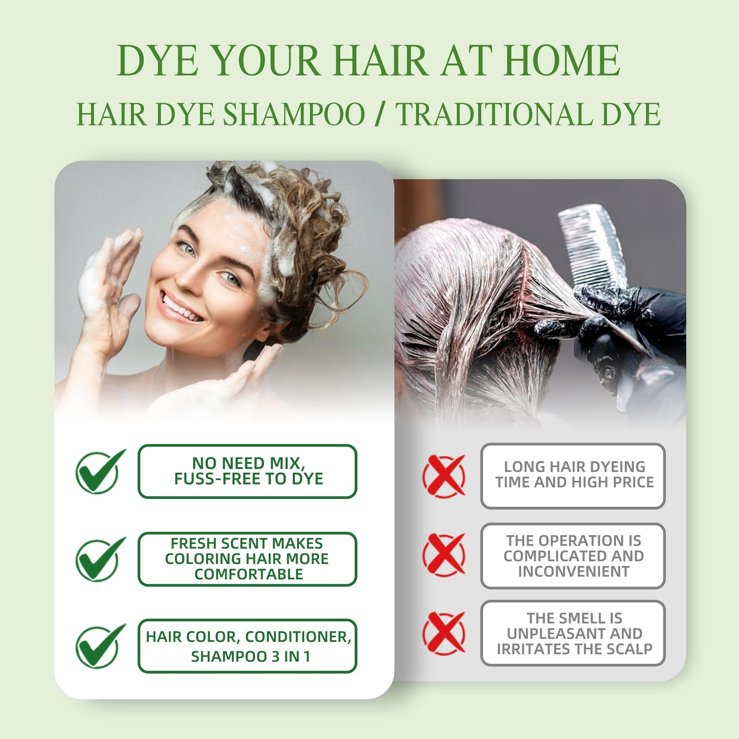 SHIHUANUO Hair Dye Shampoo 3 in 1 Chestnut Brown – Ammonia-Free 520ml