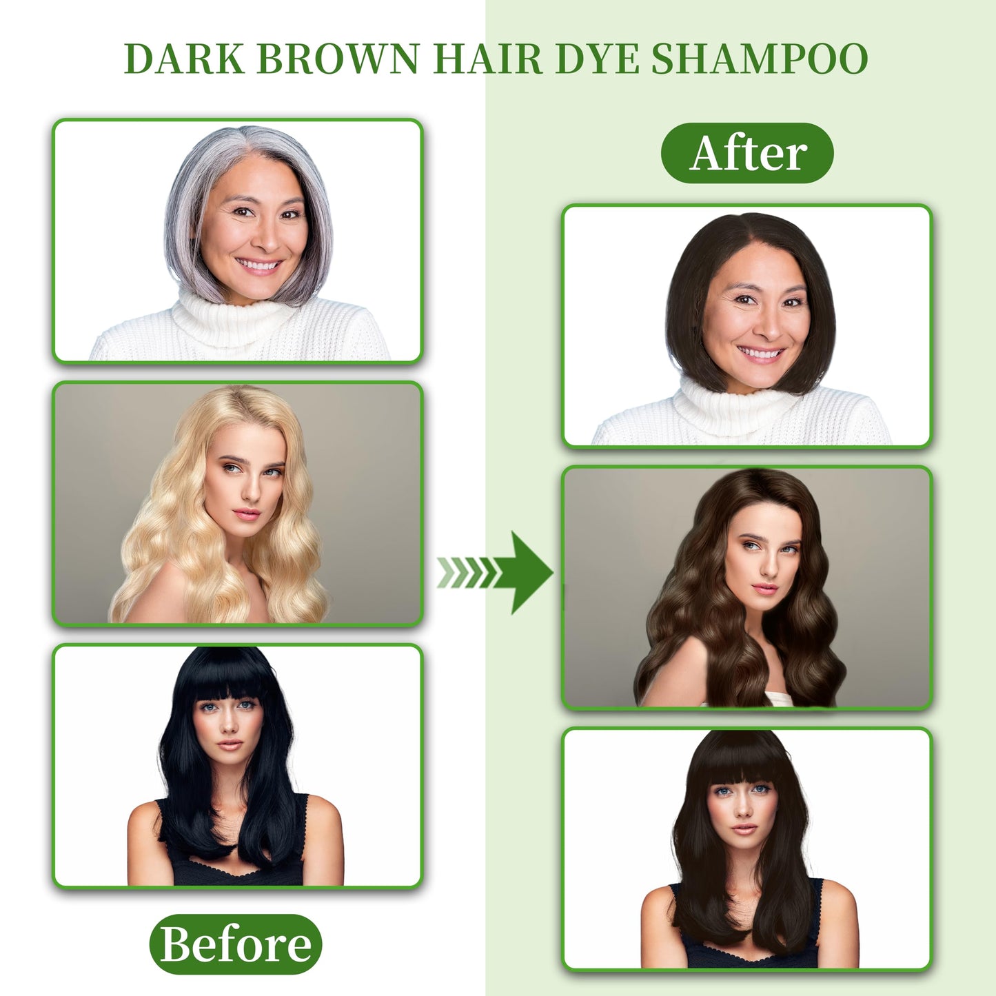 SHIHUANUO Hair Dye Shampoo 3 in 1 – Ammonia-Free Dark Brown, Herbal Formula | 520ml