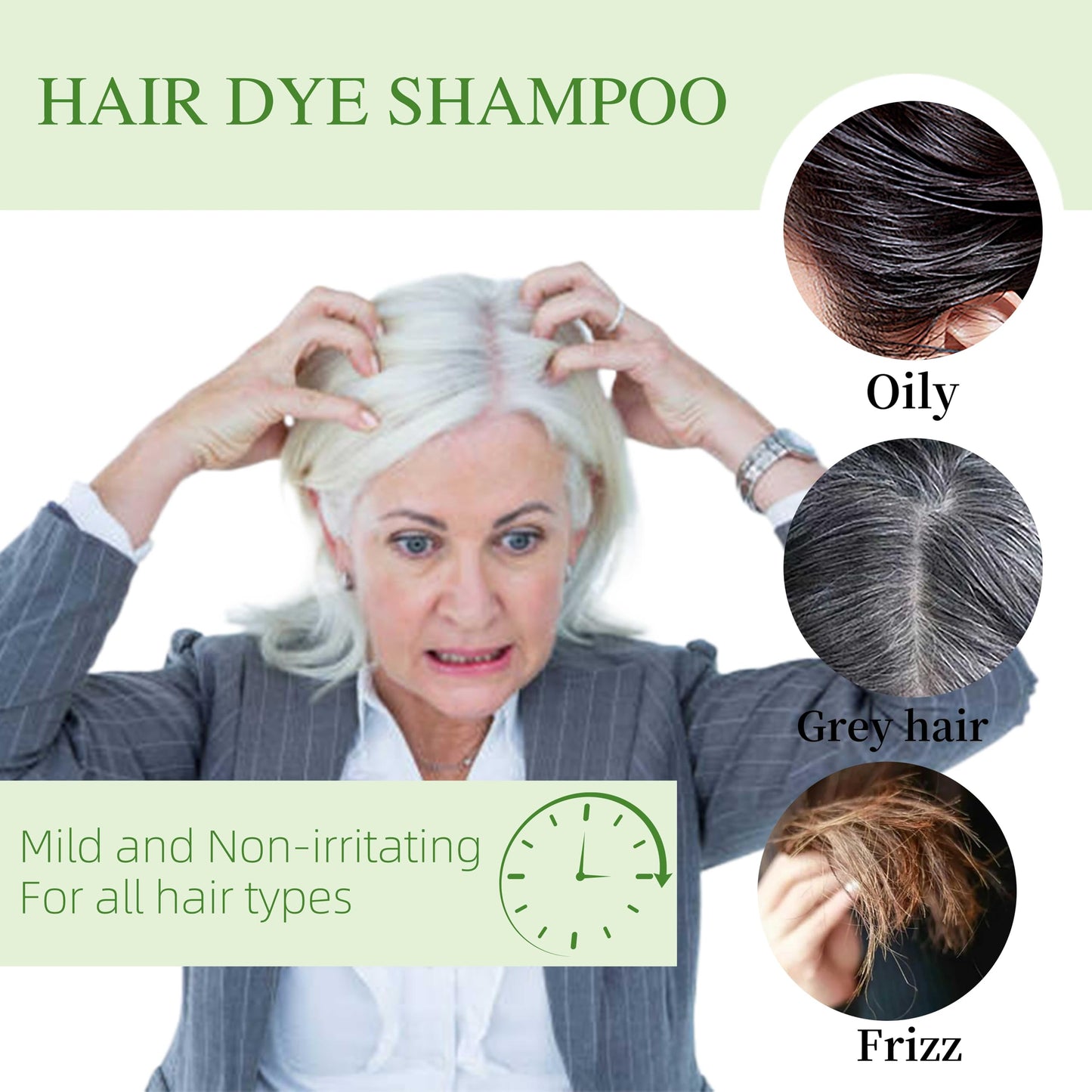 SHIHUANUO Hair Dye Shampoo 3-in-1 for Gray Hair Coverage – Ammonia-Free 520ml (Coffee)
