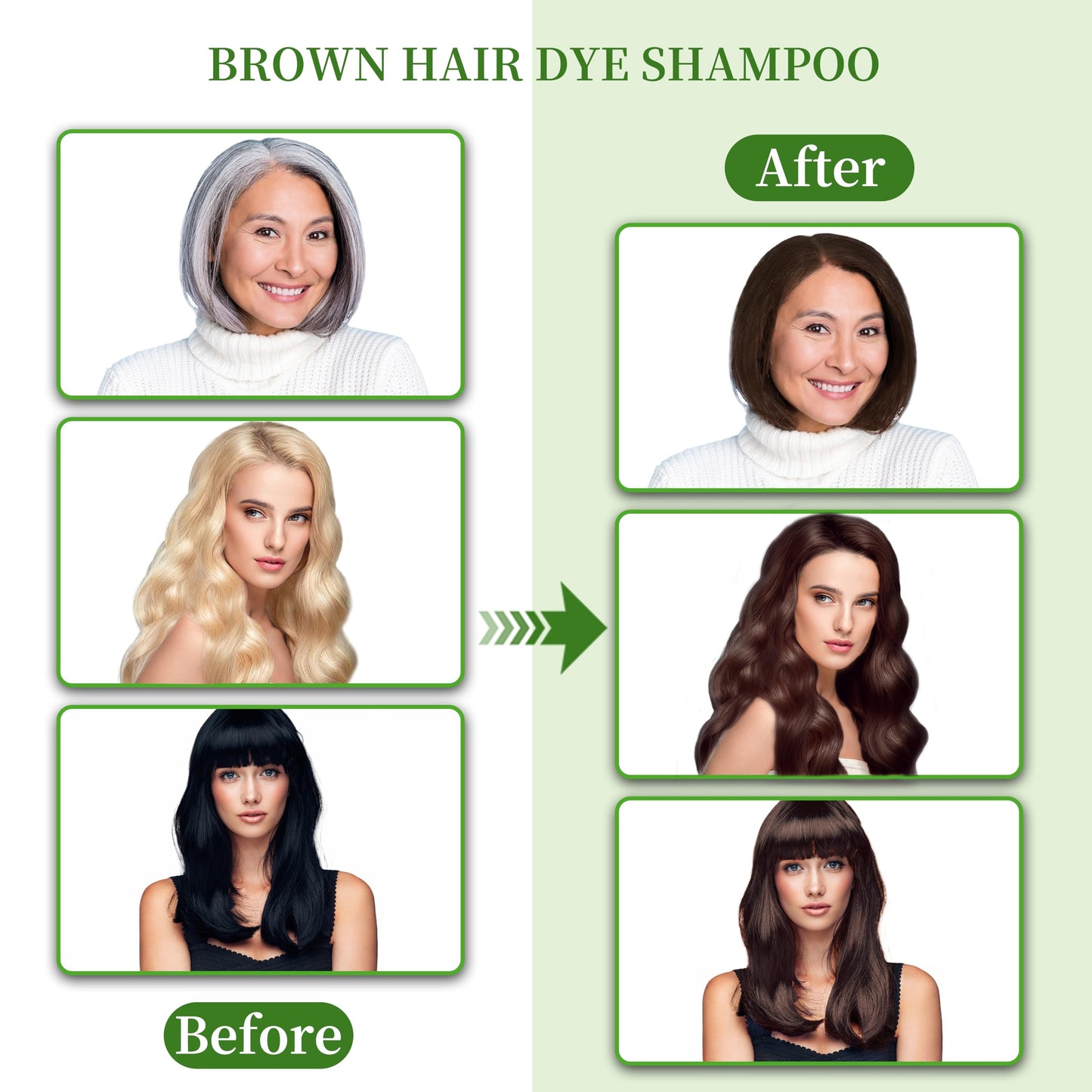 SHIHUANUO Hair Dye Shampoo 3-in-1 for Gray Hair Coverage – Herbal Natural Brown
