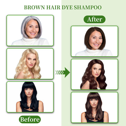 SHIHUANUO Hair Dye Shampoo 3-in-1 for Gray Hair Coverage – Herbal Natural Brown
