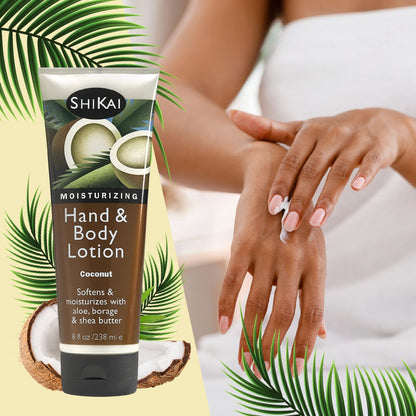 ShiKai Coconut Hand & Body Lotion (8oz, Pack of 2) – Daily Moisturizing with Aloe Vera & Vitamin E